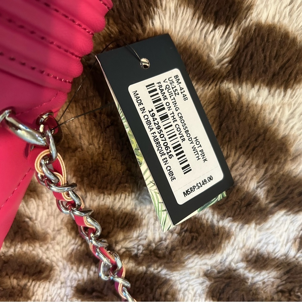 Hot Pink Badgley Mischka Quilted Crossbody Bag - Picture 7 of 14